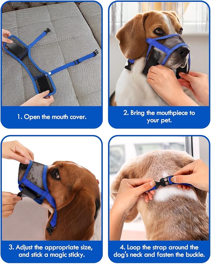 Dog Muzzle, Soft Air Mesh Muzzle for Small Medium Large Dogs Anti Biting Barking Chewing, Breathable Drinkable Adjustable Loop Pets Muzzle for German Shepherd Husky Labrador Retriever (Blue,XL)-Mewly Pet