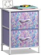 Sorbus Nightstand with 2 Drawers - Kids Bedside Furniture End Table Night Stand - Steel Frame, Wood Top & Easy Pull Fabric Bins - Dresser & Chest for Home, Bedroom Accessories, Office & College Dorm
