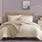 Monbix Full Size Comforter Set - 7 Pieces Beige Bed in a Bag Full Size Bedding Sets with Comforters, All Seasons Comforter with Sheets,Pillowcases & Shams