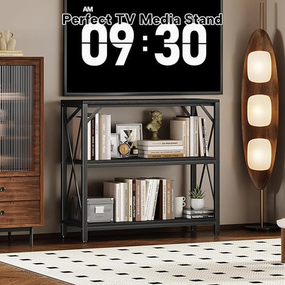 Homeiju Console Table 31.5" Width, 3-Tier Entryway Table with Storage, Industrial Sofa Table with Open Shelves, Foyer Tables for Entryway, Hallway, Kitchen, Living Room and Bedroom, Black