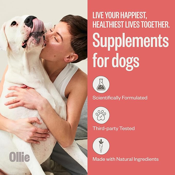 Ollie Chill Pills Calming Supplement Chews for Dogs, Anxiety Relief for Dogs, Melatonin for Stress Relief, 60 Count Appx.-Mewly Pet