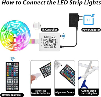 Led Lights for Bedroom 300 ft (3 Rolls*100ft) Music Sync RGB Led Strip Lights with Remote App Control, Color Changing Led Lights for Room Home Kitchen Party Decor