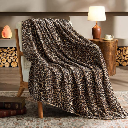 BEDELITE Leopard Print Throw Blanket – Soft Cheetah Blanket for Bed & Couch, Cozy Lightweight Fleece Animal Print Throw, 50"x 60", Brown