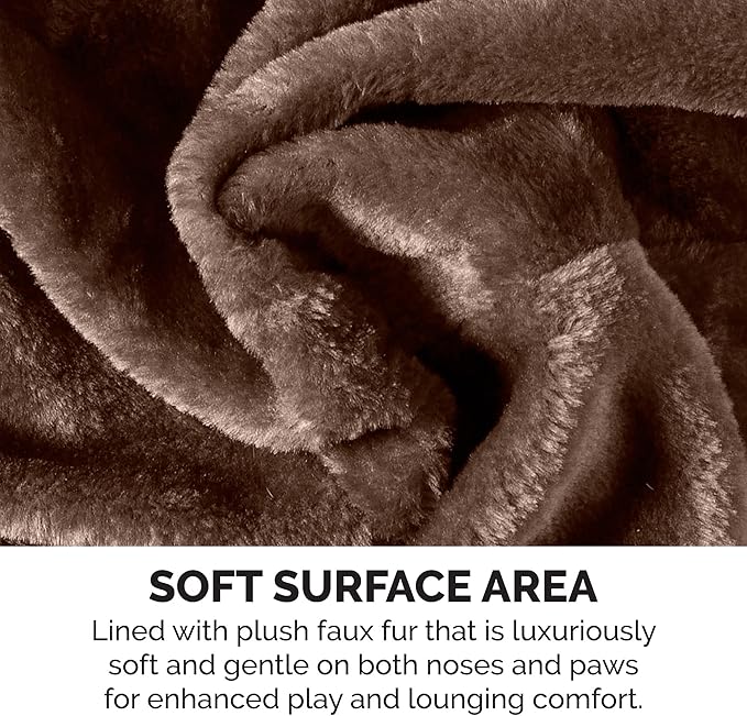 Furhaven 22.5" Tall Cat Tree for Indoor Cats, Ft. Sisal Scratching Post, Plush Ball Toy, & Busy Box Toy - Tiger Tough Scratching Post Interactive Playground - Brown, One Size-Mewly Pet