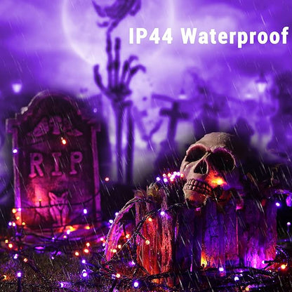 ODEETRONIC Orange Purple Lights, 164ft 500LED Outdoor Halloween String Lights, Plug in Orange Halloween Light with 8 Modes, Twinkle Purple Mini Light Timer Waterproof for Indoor House Tree Party Decor