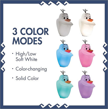 Disney Frozen Olaf Color-Changing LED Night Light, Plug-in, Dusk-to-Dawn Sensor, High/Low White, Collectors Edition, UL-Listed, Ideal for Bedroom, Nursery, Bathroom, 46693