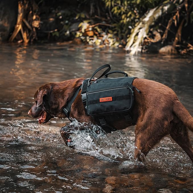 Onetigris Dyno Outdoor Dog Harness With Pockets, Front Range Pack, Backpack With Handles, Saddle Bag Hiking Vest, Tactical Service Canine EDC Pack Set-Mewly Pet