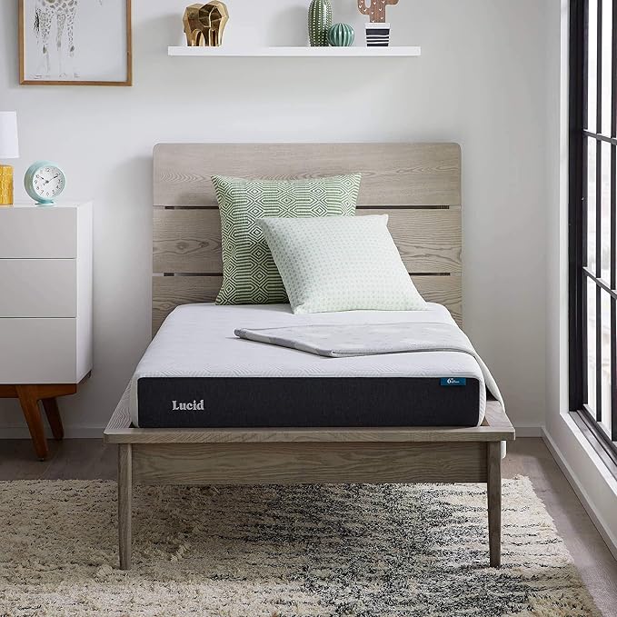Lucid 6 Inch Memory Foam Mattress – Low Profile – Medium Firm Feel - Infused with Bamboo Charcoal and Gel - Bed in a Box - Temperature Regulating - Breathable - Full Size