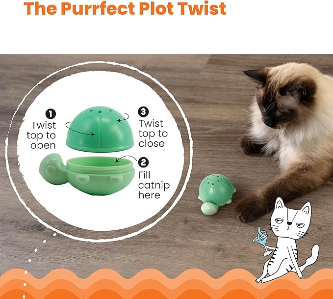Catstages Wobble Turtle Catnip Diffuser Refillable Cat Toy-Mewly Pet