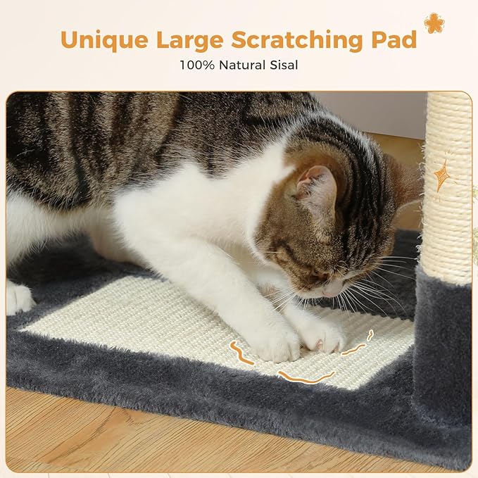 PAWZ Road Large Cat Tree, 72 Inches Cat Tower for Large Cats, Cat Condo with Sisal-Covered Scratching Posts and Pads, 2 Padded Perch, Dual Condo and Basket for Indoor Cats-Dark Gray-Mewly Pet