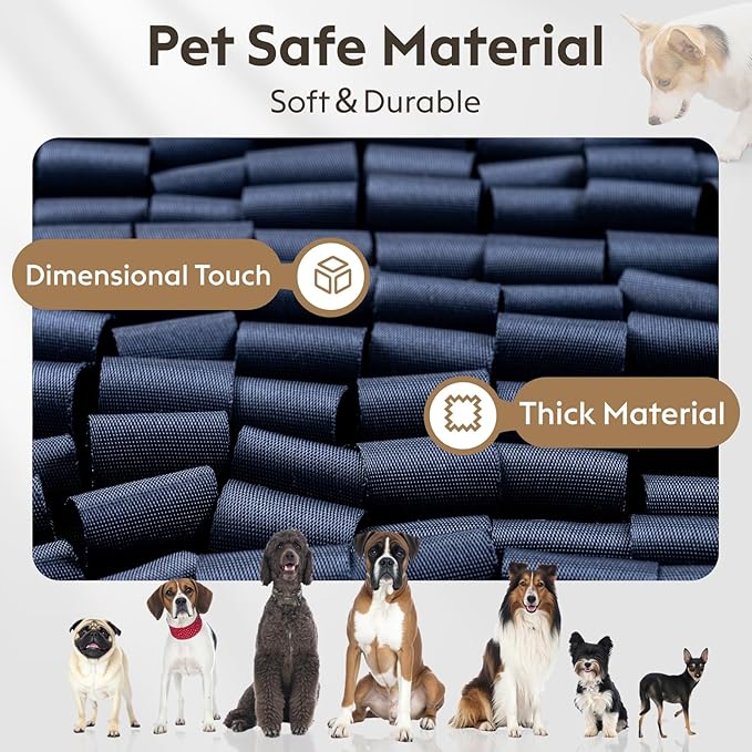 Snuffle Mat for Dogs, Dog Puzzle Mat, Interactive Dog Toys for Enrichment,Sniff Mats with Non-Slip Backing,Suitable for Breeds and Sizes of Dogs (Navy, 17" X 15")-Mewly Pet