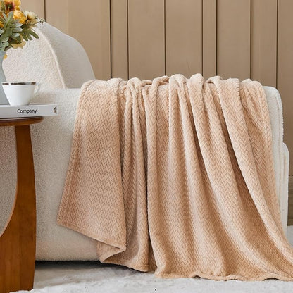 NEWCOSPLAY Super Soft Throw Blanket Brown Premium Silky Flannel Fleece Leaves Pattern Lightweight Bed Blanket All Season Use (Brown, Throw(50"x60"))