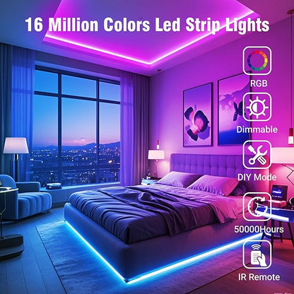 VOLIVO 400ft Led Strip Lights for Bedroom, Color Changing Led Light Strips Kit with 24 Keys IR Remote and Smart App Control, RGB Music Sync Lighting for Room, Home Decor