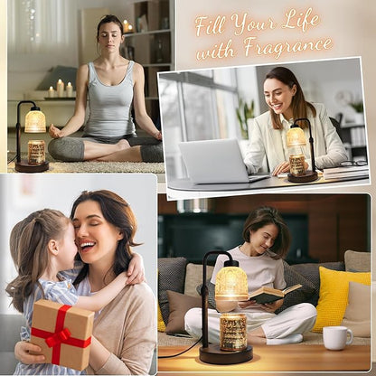 AIFEI Candle Warmer Lamp with Timer, Dimmable Adjustable Height Candle Lamp, Birthday Gifts for Women Mom Sister Friends, Candle Warmer Gifts New Home Decor, Candle Lamp Warmer with 2 Bulbs - Black