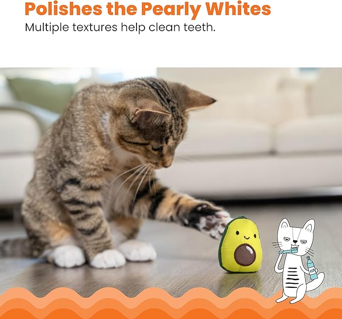 Catstages Lil' Avocato Cat Toy, Interactive Plush Avocado with Catnip, Kicker & Chew Toy for Indoor Cats, Encourages Active Play, Mental Stimulation, Dental Health, and Solo Fun, Green-Mewly Pet