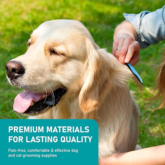 Maxpower Planet Pet Grooming Brush - Double Sided Shedding and Dematting Undercoat Rake Comb for Dogs and Cats,Extra Wide (C2 - Brush & Comb, Large)-Mewly Pet