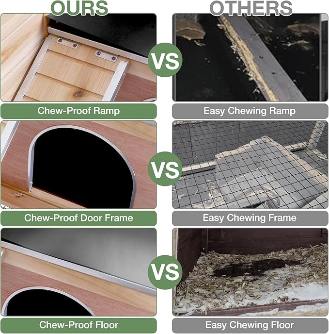 Guinea Pig Cage with Wooden Stand - Hamster Cage, Small Animal Cage Anti Chew Ramp, Hideout, Platform, Pull Out Tray (Wood, L)-Mewly Pet