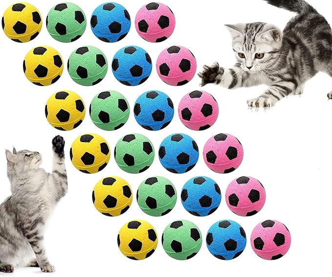 YnFag Foam Soccer Balls Cat Toys for Indoor Cats Cat Balls (Football 24)-Mewly Pet