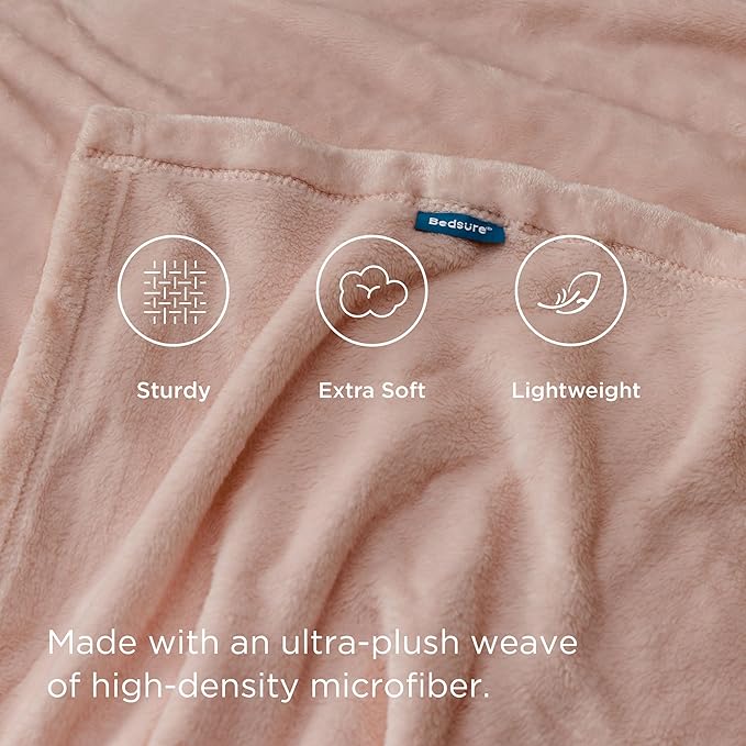 Bedsure GentleSoft Fleece Blankets Queen Size Dusty Pink - Bed Blanket Soft Lightweight Plush Fuzzy Cozy Luxury Microfiber, 90x90 inches