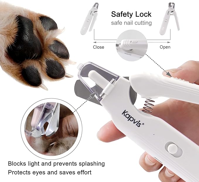 2-in-1 Dog Nail Trimmers & Dog Nail Grinder with LED Lights,Cat Nail Clipper with Guard,cat Nail Trimmer for Large Medium Small Dogs Cats Claw Trimmer Quick Sensor and Safety Guard-Mewly Pet