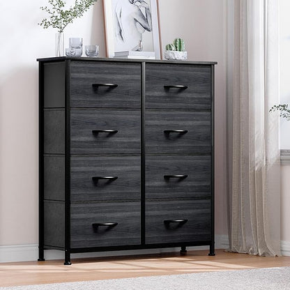 DWVO Dresser with 8 Drawers - Fabric Storage Tower, Organizer Unit for Bedroom, Hallway, Closets - Sturdy Steel Frame, Wooden Top & Easy Pull Fabric Bins