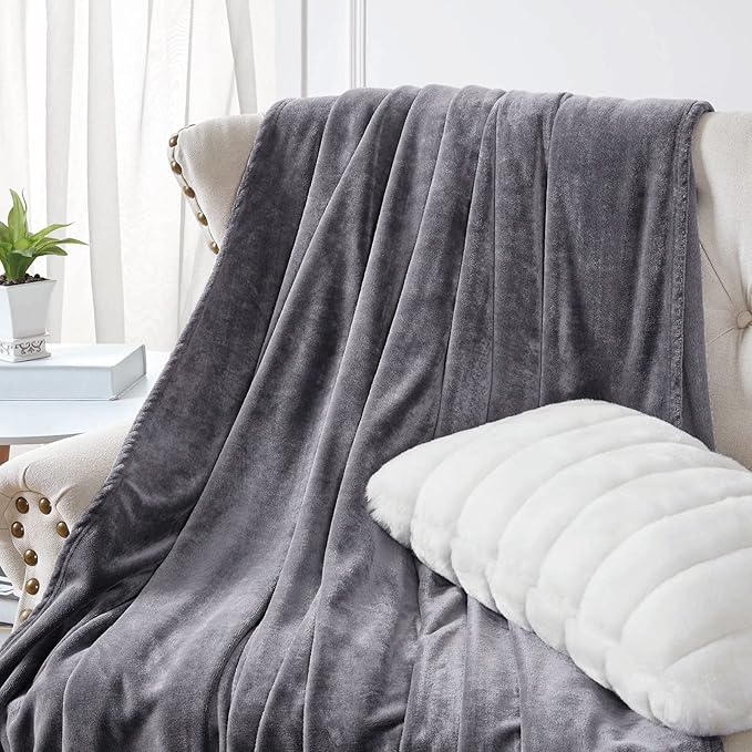 Walensee Fleece Blanket Plush Throw Fuzzy Lightweight (Twin Size 60x80 Dark Grey) Super Soft Microfiber Flannel Blankets for Couch, Bed, Sofa Ultra Luxurious Warm and Cozy for All Seasons
