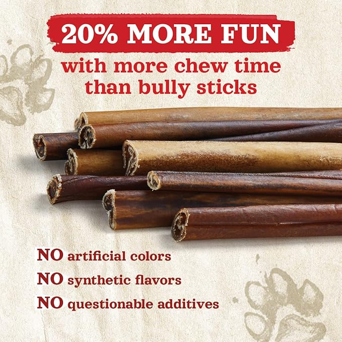 Natural Farm Collagen Dog Chews (12 Inch, 5 Pack), Odor-Free Long Lasting Bully Sticks & Rawhide Alternative Dog Treats, 95% Collagen Low Fat, High Protein – Medium & Large Dogs-Mewly Pet