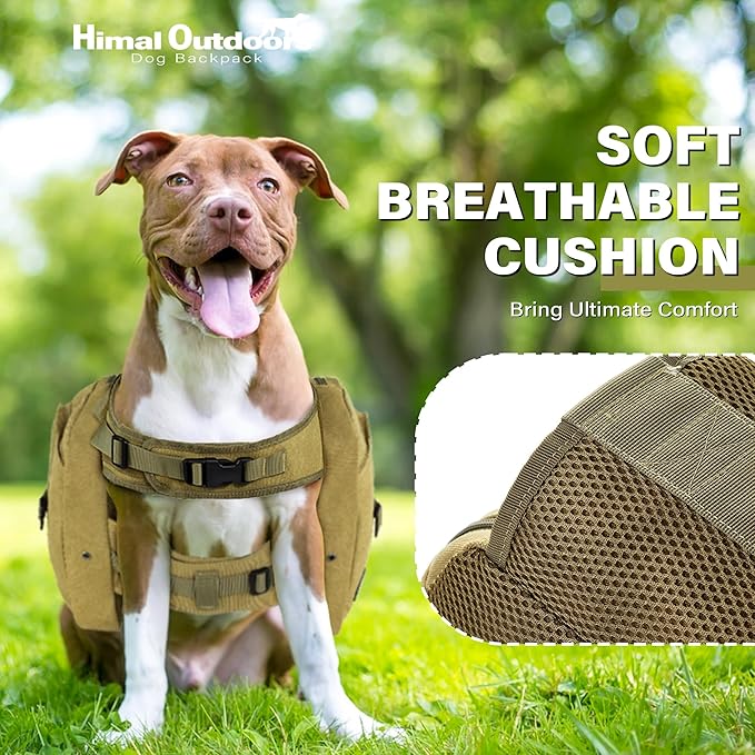 Himal Outdoors Dog Backpack & Saddle Bag, Tactical Hiking Backpack for Large Dogs with Side Pockets & Adjustable Strap-Mewly Pet