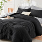 HYMOKEGE Black/Light Grey Twin XL Comforter Set Seersucker 5 Pieces, All Season Luxury Bed in a Bag for Bedroom, Bedding Set with Comforter, Sheets, Pillowcase & Sham