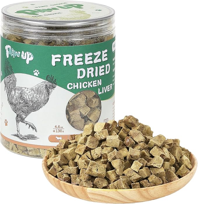 Freeze Dried Chicken Liver Pet Treats, High Protein Freeze-Dried Pet Food for Dogs, Cats, Fresh Ingredient Snacks, 4.6 oz, Rawhide Free&Grain Free-Mewly Pet