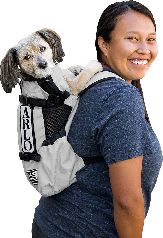 K9 Sport Sack Air 2 - X-Small, Light Grey - Ideal for Dogs with 9-12” Back Length - Durable, Breathable Backpack-Style Carrier - Perfect for Walks, Short Hikes & Public Transportation-Mewly Pet
