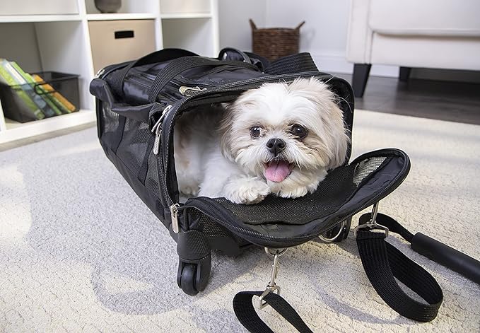 Sherpa on Wheels Indoor Pet Dog Carrier, Black Large for All Breed Sizes-Mewly Pet