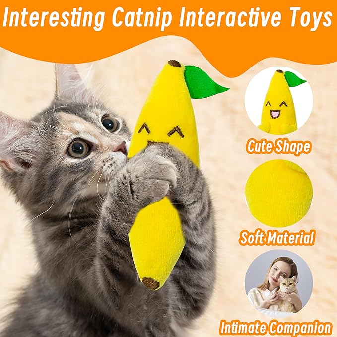 Catnip Toys for Indoor Cats, 5 Pack Cat Toys for Cats, Fluffy Catnip Toys for Chewing Playing, Interactive Kitten Toys, Catnip Filled Kitty Chew Teething Toys, Cat Chew Toys, Vegetable,5 pcs-Mewly Pet