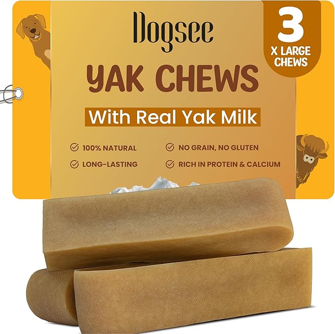 Dogsee Original Himalayan Yak Cheese Chews 1lb (XL - 3 Pieces) | Rawhide-Free | Long-Lasting | Fights Plaque & Tartar | Supports Dental Health-Mewly Pet