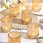 DEVI 8pcs Large Gold Votive Candle Holders for Wedding Centerpieces, Glass Tea Lights Candle Holder Decor, Wedding Bridal Shower Party Table Decor, Vintage Boho Easter Decor for Table