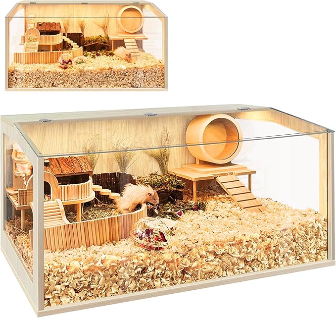 Prolee Hamster Cage Chewproof, Large Hamster Cages and Habitats 32 Inch Guinea Pig Cages Openable Top with Acrylic Sheets Solid Built, 32"-Mewly Pet