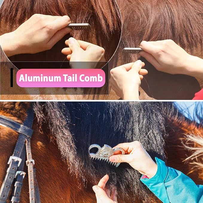 Horse Grooming Kit 13 Piece, Horse Brushes for Grooming Supplies with Tote Bag, Horses Tack Brush Set for Effective Grooming and Cleaning, Gift for Horse Riders Beginners (Pink)-Mewly Pet