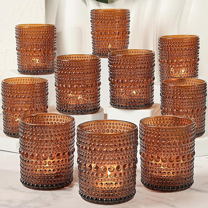 12pcs Votive Candle Holder for Wedding, 2.7 * 3.5in Large Amer Glass Tea Light Candle Holders Bulk, DIY Wax Filling Romance Tealight Candle Holders for Home Table & Christmas Thanksgiving (12)