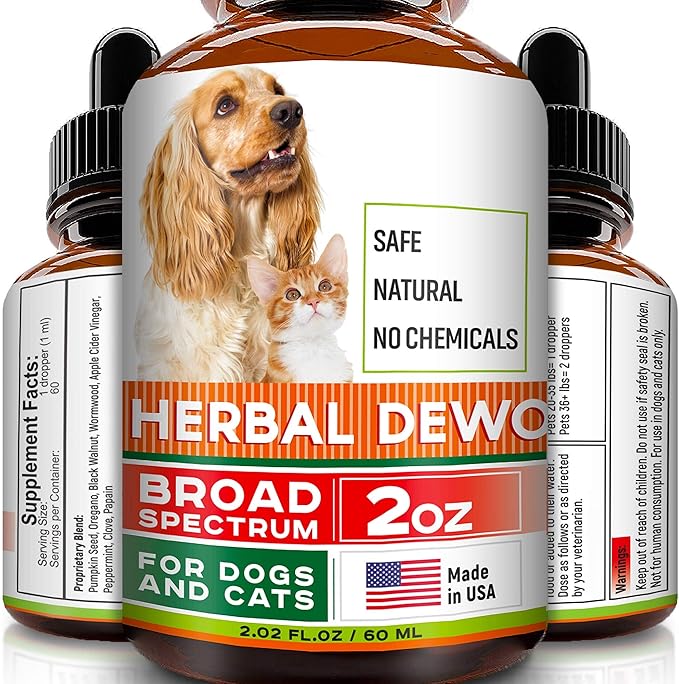 Herbal Cleanse fot Cats and Dogs - Homeopathics Parasites and Toxins for Dogs and Cats - All Breeds and Size - Puppy & Kitten - 2oz-Mewly Pet