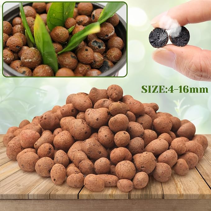 Halatool 2 LB Natural Expanded Clay Pebbles for Plants 4mm-16mm Clay Balls 100% Organic Hydroton Leca Balls for Indoor Plants Hydroponic Growing Gardening Orchids Drainage Decoration Aquaponics-Mewly Pet