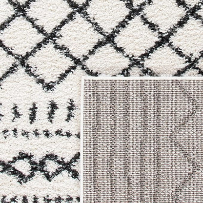 SAFAVIEH Arizona Shag Collection Area Rug - 5'1" x 7'6", Ivory & Black, Moroccan Design, Non-Shedding & Easy Care, 1.6-inch Thick Ideal for High Traffic Areas in Living Room, Bedroom (ASG741Z)