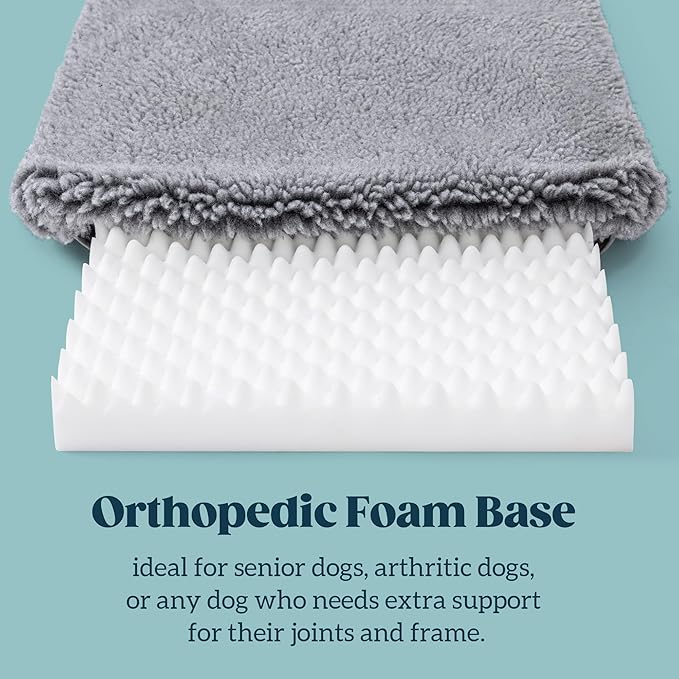 Stoutwool 4" Indestructible Dog Bed - Orthopedic Chew Proof Dog Crate Pad - Fluffy Kennel Mat for Aggressive Chewers - Ideal for Large Breeds & Fits 36-Inch Crate - 35"x22", Charcoal-Mewly Pet