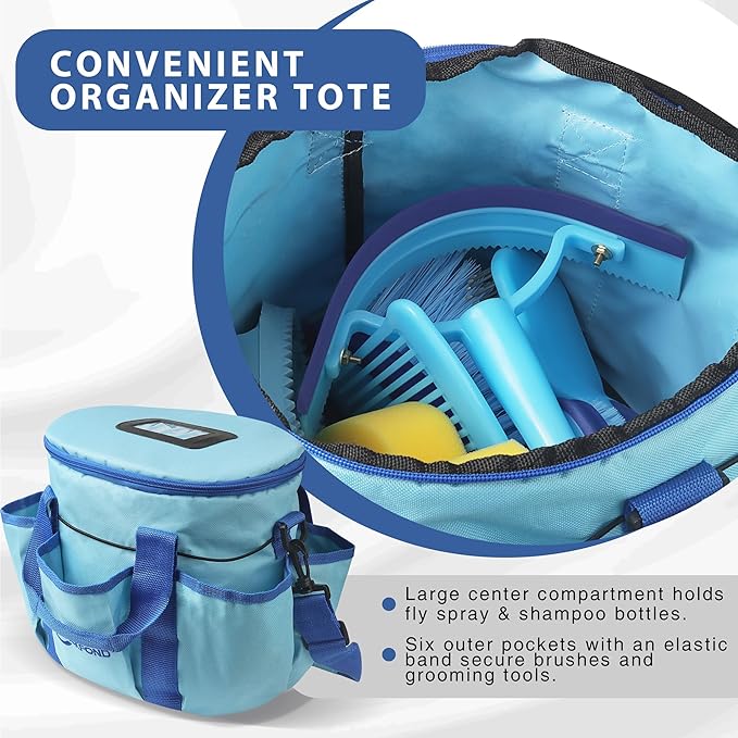 Horse Grooming Kit 9pcs Horse Brushes Equine Grooming Brushes Tack Room Supplies Set with Organizer Tote-Mewly Pet