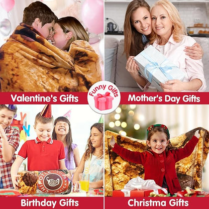 Jorbest Cookie Blanket Adult Size 80 Inches Birthday Gifts for Women Men Mom Teen Boys Girls, Novelty Cookie Throw Blanket Funny Gifts for Adult Kids, 285 GSM Soft Flannel Food Blanket (Dark Brown)