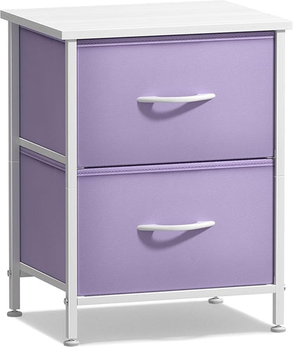 Sorbus Nightstand with 2 Drawers - Kids Bedside Furniture End Table Night Stand - Steel Frame, Wood Top & Easy Pull Fabric Bins - Dresser & Chest for Home, Bedroom Accessories, Office & College Dorm