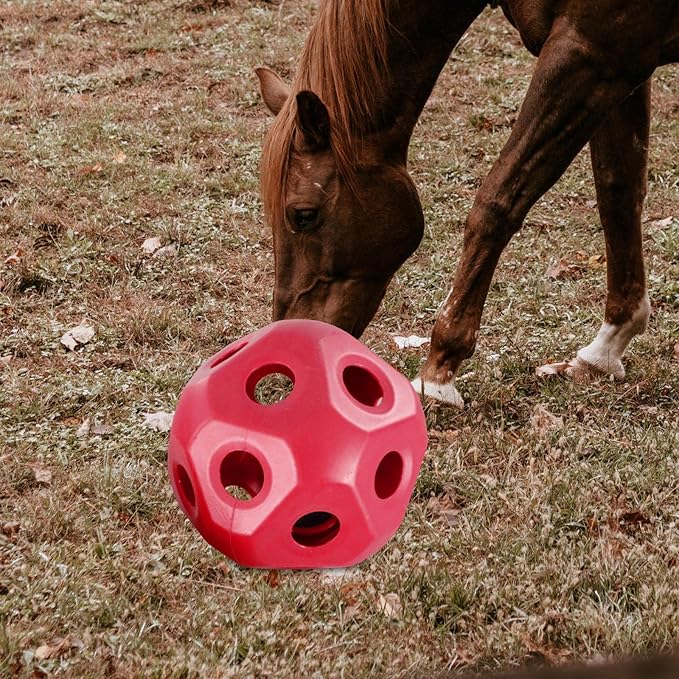 Cute 15.7" Horse Treat Ball, Carrot Feeding Toy Ball Multifunctional Hanging Treat Snack Ball for Horse Stable Stall Paddock Rest, Red-Mewly Pet