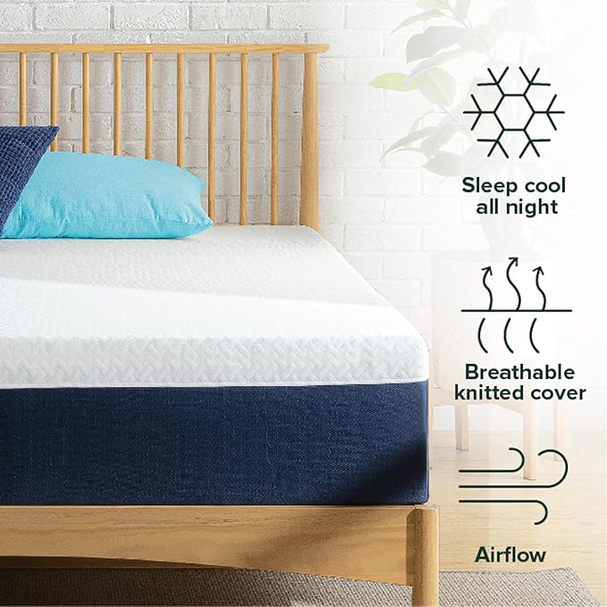 ZINUS 10 Inch Twin Cooling Comfort Hybrid Mattress [New Version], Fiberglass Free, Medium Firm Feel, Motion Isolation, Certified Safe Foams & Fabric