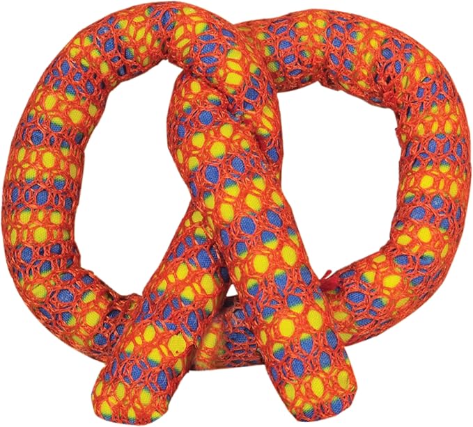 Catstages Plaque Away Pretzel Cat Toy – Interactive Catnip Dental Chew Toy to Help Clean Teeth, Fun for Play and Chewing, Orange-Mewly Pet