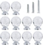10 PCS Crystal Cabinet Knobs Round Glass Bubbles Knobs Smooth Drawer Pulls Handle for Home, Cabinet, Drawer and Dresser with 3 Different Size Screws, 30MM (Transparent)