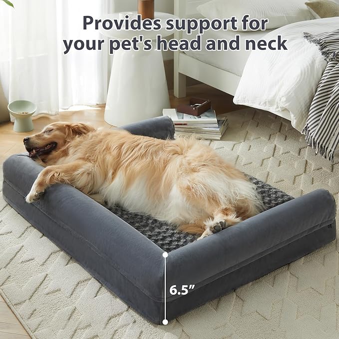 BFPETHOME Dog Beds for Large Dogs, Orthopedic Dog Bed for Medium Large Dogs,Big Waterproof Couch Pet Bed with Removable Washable Cover-Mewly Pet